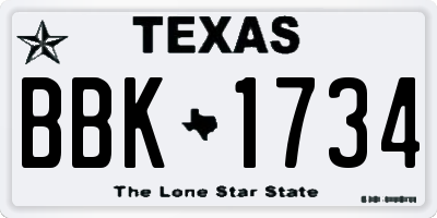 TX license plate BBK1734