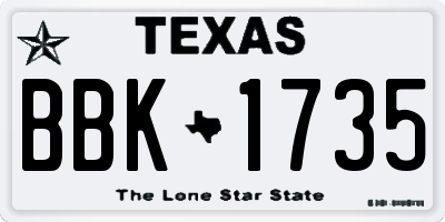 TX license plate BBK1735