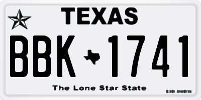 TX license plate BBK1741