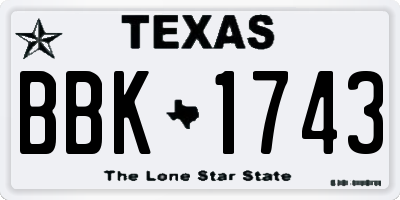 TX license plate BBK1743