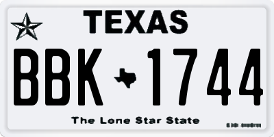 TX license plate BBK1744