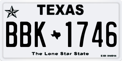 TX license plate BBK1746