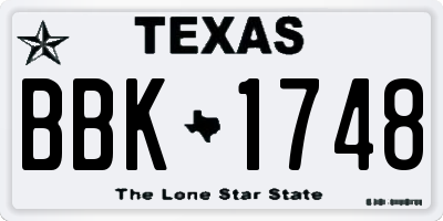 TX license plate BBK1748