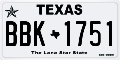 TX license plate BBK1751