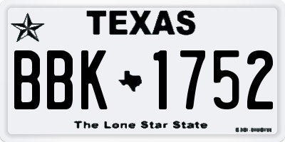 TX license plate BBK1752