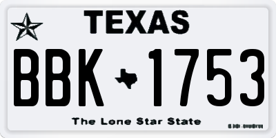 TX license plate BBK1753