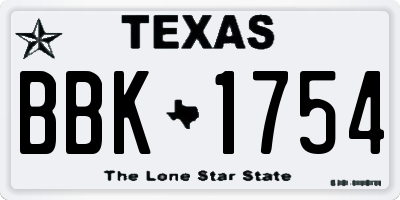 TX license plate BBK1754