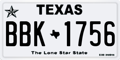 TX license plate BBK1756