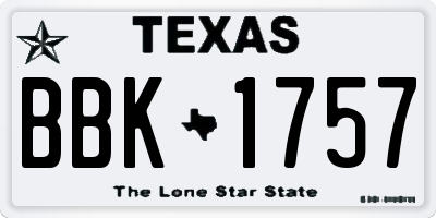 TX license plate BBK1757