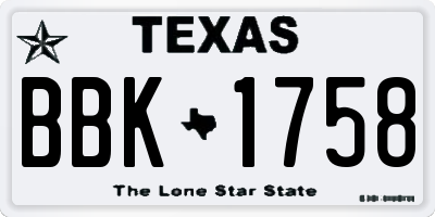 TX license plate BBK1758