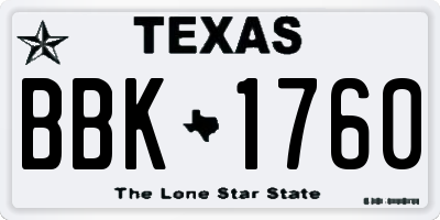 TX license plate BBK1760