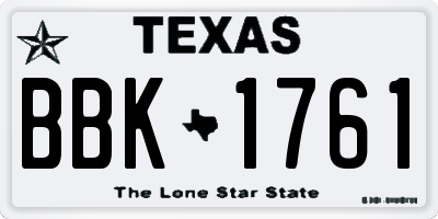 TX license plate BBK1761