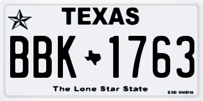 TX license plate BBK1763