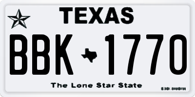 TX license plate BBK1770
