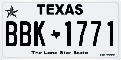 TX license plate BBK1771