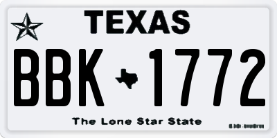 TX license plate BBK1772