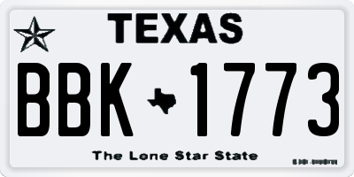 TX license plate BBK1773