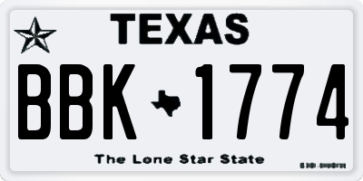 TX license plate BBK1774