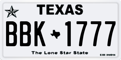 TX license plate BBK1777