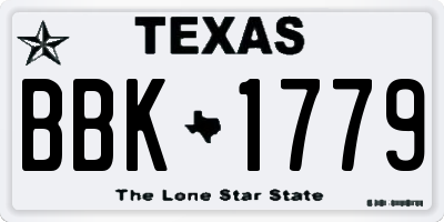 TX license plate BBK1779