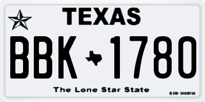 TX license plate BBK1780