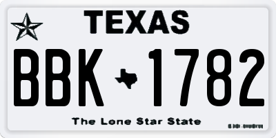 TX license plate BBK1782
