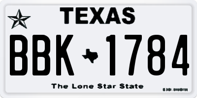 TX license plate BBK1784