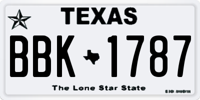 TX license plate BBK1787