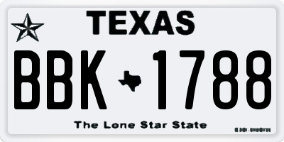 TX license plate BBK1788