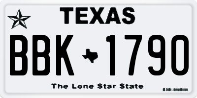 TX license plate BBK1790