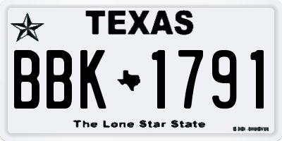 TX license plate BBK1791