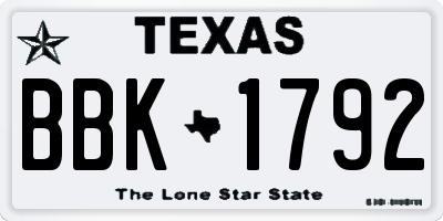 TX license plate BBK1792