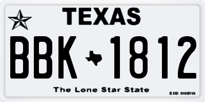 TX license plate BBK1812