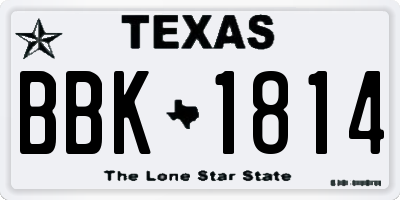 TX license plate BBK1814