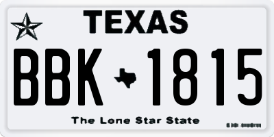 TX license plate BBK1815
