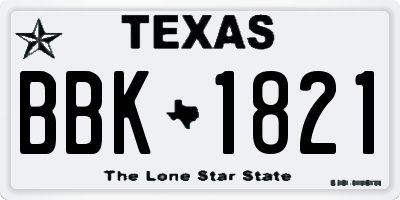 TX license plate BBK1821