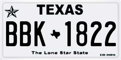 TX license plate BBK1822