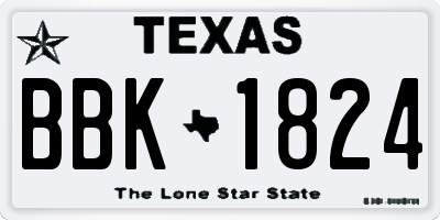 TX license plate BBK1824