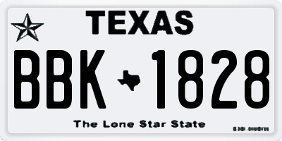 TX license plate BBK1828