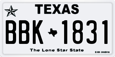 TX license plate BBK1831