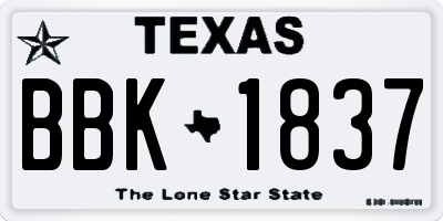 TX license plate BBK1837