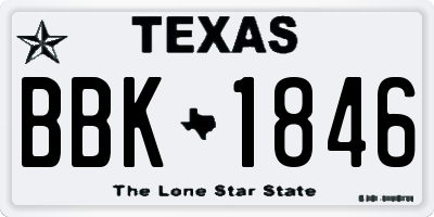 TX license plate BBK1846