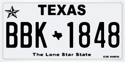 TX license plate BBK1848
