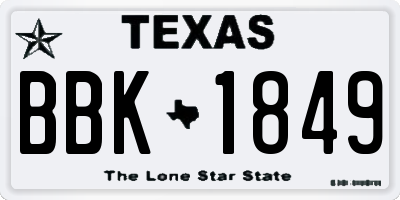TX license plate BBK1849