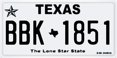 TX license plate BBK1851