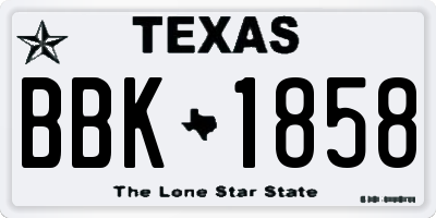TX license plate BBK1858