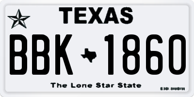 TX license plate BBK1860