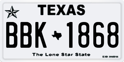 TX license plate BBK1868