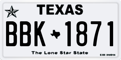 TX license plate BBK1871