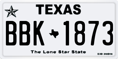 TX license plate BBK1873